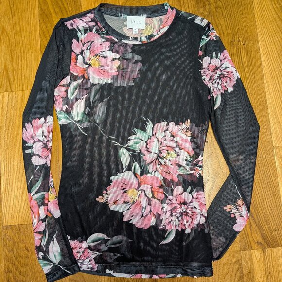 Johnny Was Jade Natalie Long Sleeve Mesh Tee Size XS in Juliette - Picture 4 of 10